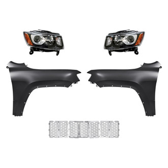 Sherman® - 5-Piece Kit (Driver and Passenger Side Headlights, Grille, Driver and Passenger Side Fenders) (CAPA Certified)