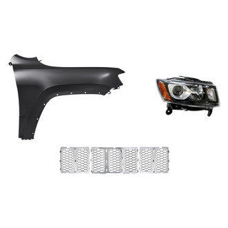 Sherman® - 3-Piece Kit (Passenger Side Headlight, Grille, Front Passenger Side Fender) (CAPA Certified)