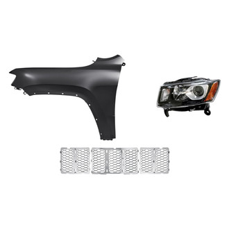Sherman® - 3-Piece Kit (Driver Side Headlight, Grille, Front Driver Side Fender) (CAPA Certified)