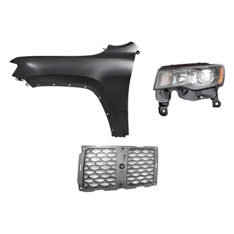Sherman® - 3-Piece Kit (Driver Side Headlight, Driver Side Outer Grille Molding, Front Driver Side Fender) (Standard Line)