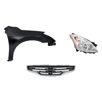 Sherman® - 3-Piece Kit (Passenger Side Headlight, Grille, Front Passenger Side Fender) (CAPA Certified)