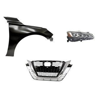 Sherman® - 3-Piece Kit (Passenger Side Headlight, Grille, Front Passenger Side Fender) (Standard Line)