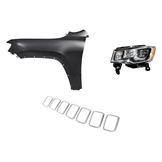 Sherman® - 3-Piece Kit (Driver Side Headlight, Grille Trim Ring, Front Driver Side Fender) (CAPA Certified)