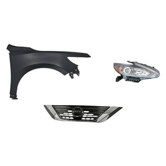 Sherman® - 3-Piece Kit (Passenger Side Headlight, Grille, Front Passenger Side Fender) (Standard Line)