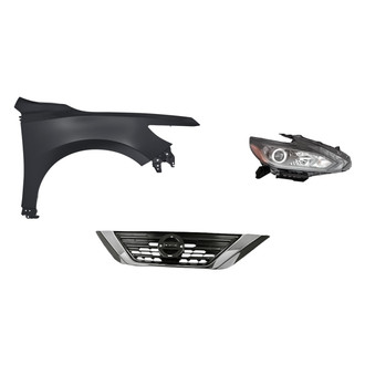 Sherman® - 3-Piece Kit (Passenger Side Headlight, Grille, Front Passenger Side Fender) (CAPA Certified)