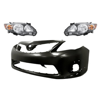 Sherman® - 3-Piece Kit (Driver and Passenger Side Headlights, Front Bumper Cover) (CAPA Certified)
