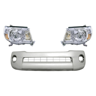 Sherman® - 3-Piece Kit (Driver and Passenger Side Headlights, Front Bumper Cover) (CAPA Certified)