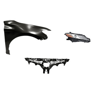Sherman® - 3-Piece Kit (Passenger Side Headlight, Grille, Front Passenger Side Fender) (CAPA Certified)