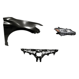 Sherman® - 3-Piece Kit (Passenger Side Headlight, Grille, Front Passenger Side Fender) (CAPA Certified)