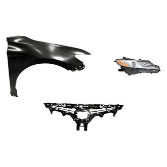 Sherman® - 3-Piece Kit (Passenger Side Headlight, Grille, Front Passenger Side Fender) (CAPA Certified)