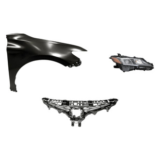 Sherman® - 3-Piece Kit (Passenger Side Headlight, Upper Grille, Front Passenger Side Fender) (CAPA Certified)