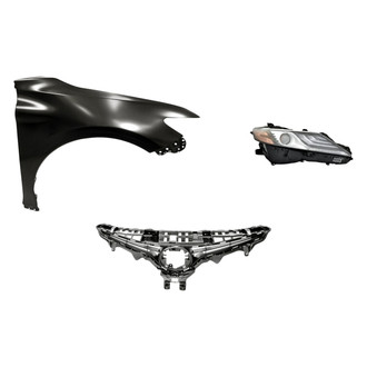 Sherman® - 3-Piece Kit (Passenger Side Headlight, Upper Grille, Front Passenger Side Fender) (CAPA Certified)