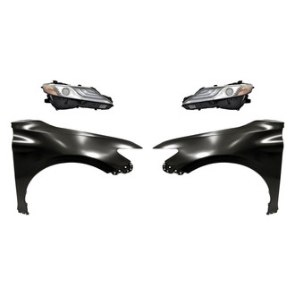 Sherman® - 4-Piece Kit (Driver and Passenger Side Headlights, Driver and Passenger Side Fenders) (CAPA Certified)