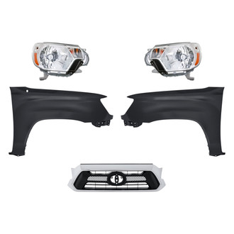 Sherman® - 5-Piece Kit (Driver and Passenger Side Headlights, Grille, Driver and Passenger Side Fenders)
