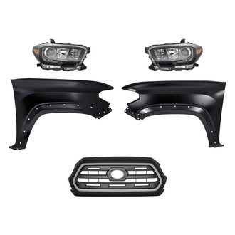 Sherman® - 5-Piece Kit (Driver and Passenger Side Headlights, Grille, Driver and Passenger Side Fenders) (CAPA Certified)