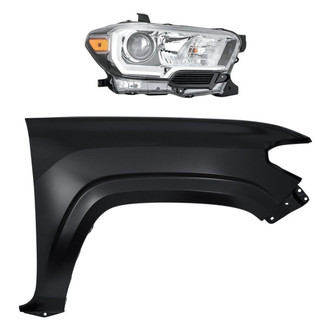 Sherman® - 2-Piece Kit (Passenger Side Headlight, Front Passenger Side Fender) (CAPA Certified)