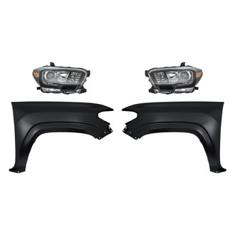 Sherman® - 4-Piece Kit (Driver and Passenger Side Headlights, Driver and Passenger Side Fenders) (CAPA Certified)