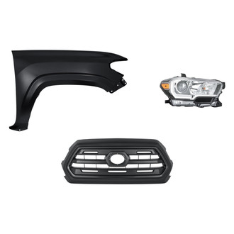 Sherman® - 3-Piece Kit (Passenger Side Headlight, Grille, Front Passenger Side Fender) (CAPA Certified)