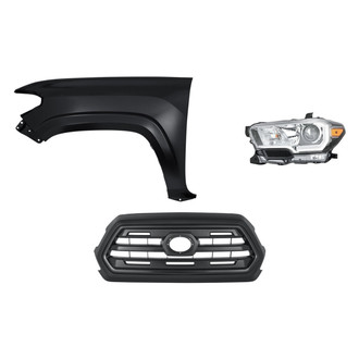 Sherman® - 3-Piece Kit (Driver Side Headlight, Grille, Front Driver Side Fender) (CAPA Certified)
