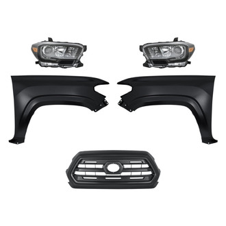 Sherman® - 5-Piece Kit (Driver and Passenger Side Headlights, Grille, Driver and Passenger Side Fenders) (CAPA Certified)