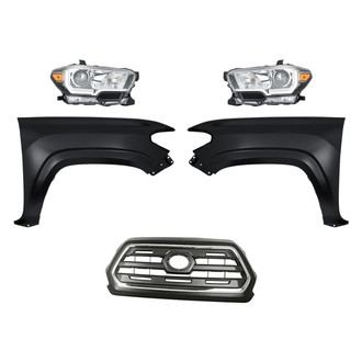 Sherman® - 5-Piece Kit (Driver and Passenger Side Headlights, Grille, Driver and Passenger Side Fenders) (CAPA Certified)