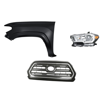 Sherman® - 3-Piece Kit (Driver Side Headlight, Grille, Front Driver Side Fender) (CAPA Certified)