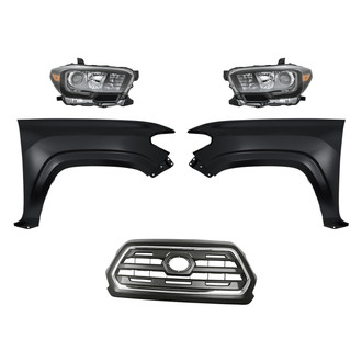 Sherman® - 5-Piece Kit (Driver and Passenger Side Headlights, Grille, Driver and Passenger Side Fenders) (CAPA Certified)