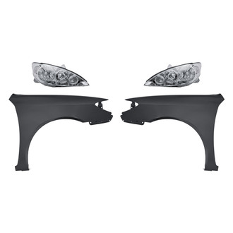 Sherman® - 4-Piece Kit (Driver and Passenger Side Headlights, Driver and Passenger Side Fenders) (CAPA Certified)