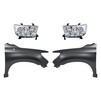 Sherman® - 4-Piece Kit (Driver and Passenger Side Headlights, Driver and Passenger Side Fenders) (CAPA Certified)