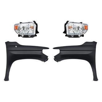 Sherman® - 4-Piece Kit (Driver and Passenger Side Headlights, Driver and Passenger Side Fenders) (CAPA Certified)
