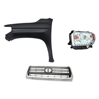 Sherman® - 3-Piece Kit (Driver Side Headlight, Grille, Front Driver Side Fender) (CAPA Certified)