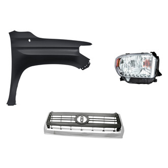 Sherman® - 3-Piece Kit (Passenger Side Headlight, Grille, Front Passenger Side Fender) (CAPA Certified)