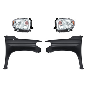 Sherman® - 4-Piece Kit (Driver and Passenger Side Headlights, Driver and Passenger Side Fenders) (CAPA Certified)
