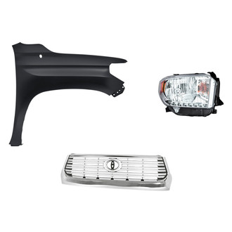 Sherman® - 3-Piece Kit (Passenger Side Headlight, Grille, Front Passenger Side Fender) (CAPA Certified)