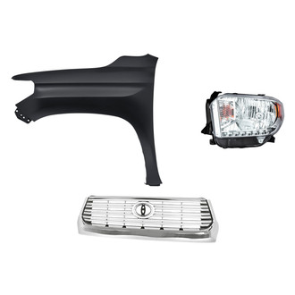 Sherman® - 3-Piece Kit (Driver Side Headlight, Grille, Front Driver Side Fender) (CAPA Certified)