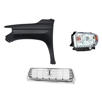 Sherman® - 3-Piece Kit (Driver Side Headlight, Grille, Front Driver Side Fender) (CAPA Certified)