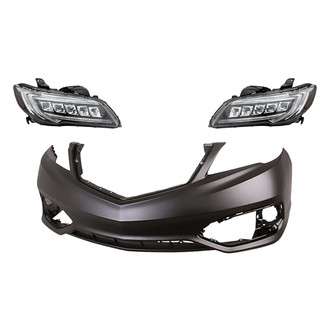 Sherman® - 3-Piece Kit (Driver and Passenger Side Headlights, Front Bumper Cover) (Standard Line)