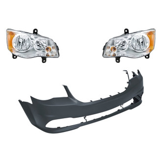 Sherman® - 3-Piece Kit (Driver and Passenger Side Headlights, Front Bumper Cover) (Standard Line)