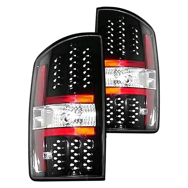 Sherman® - Black/Red LED Tail Lights, Dodge Ram