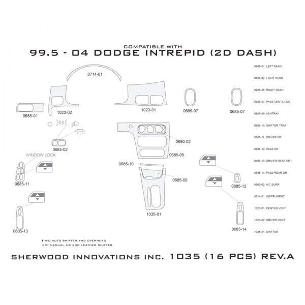 Sherwood® 2D1035CS 2D Honey Burl Wood Standard Dash Kit (16 Pcs)
