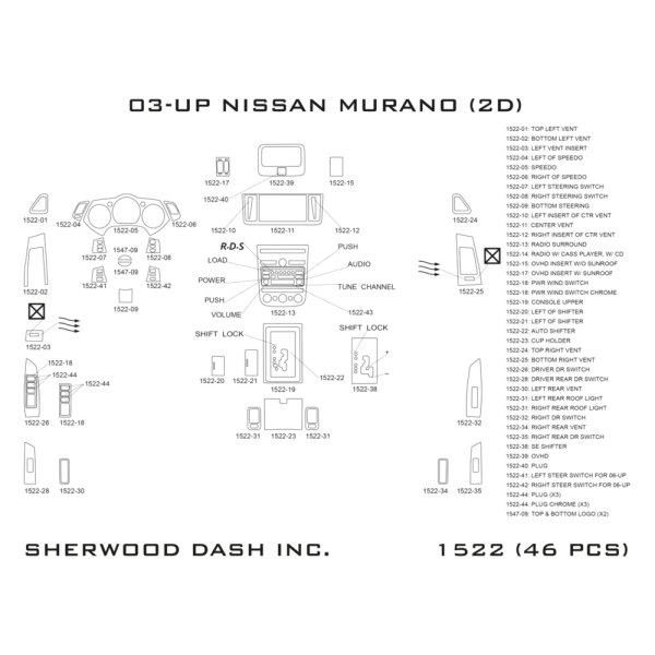 Sherwood® - 2D Dash Kit (46 Pcs)