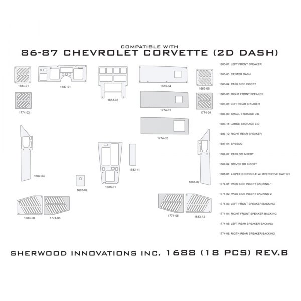 Sherwood® 2D1688CI 2D Brushed Metal Standard Dash Kit (18 Pcs)