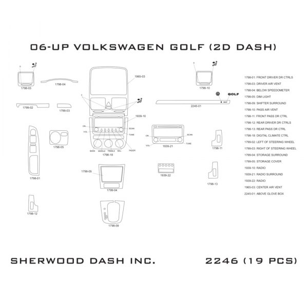 Sherwood® - 2D Dash Kit (19 Pcs)