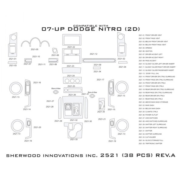 Sherwood® - 2D Dash Kit (38 Pcs)