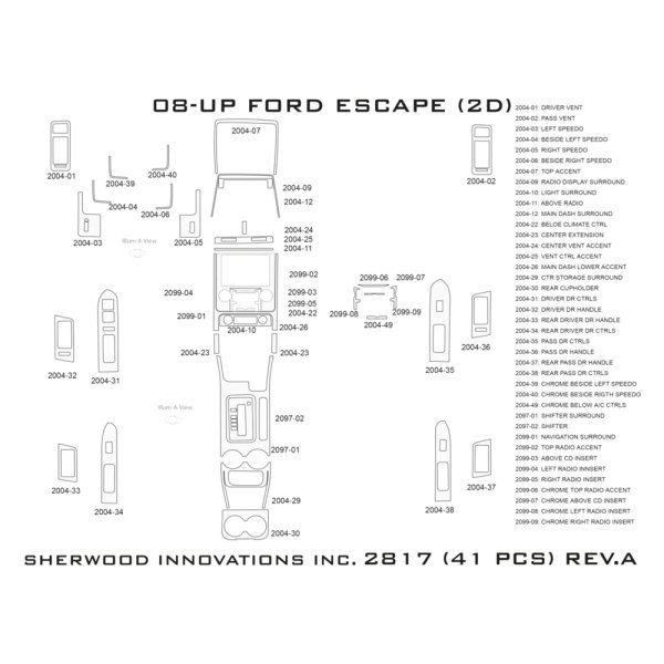 Sherwood® 2D2817AD 2D Glossy Silver Standard Dash Kit (41 Pcs)