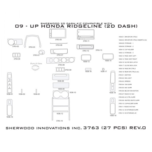 Sherwood® 2D3763CI 2D Brushed Metal Standard Dash Kit (27 Pcs)