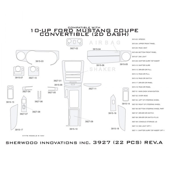 Sherwood® - 2D Dash Kit (22 Pcs)