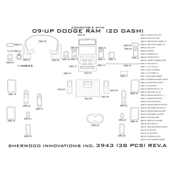 Sherwood® - 2D Dash Kit (38 Pcs)