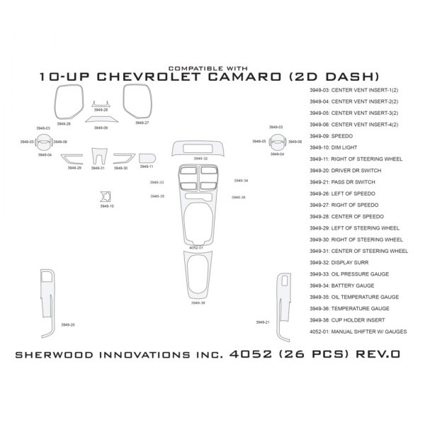 Sherwood® 2D4052AS 2D Charcoal Cherry Standard Dash Kit (26 Pcs)