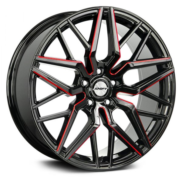 SHIFT WHEELS® - 20" SPRING Gloss Black with Candy Red Milled Accents